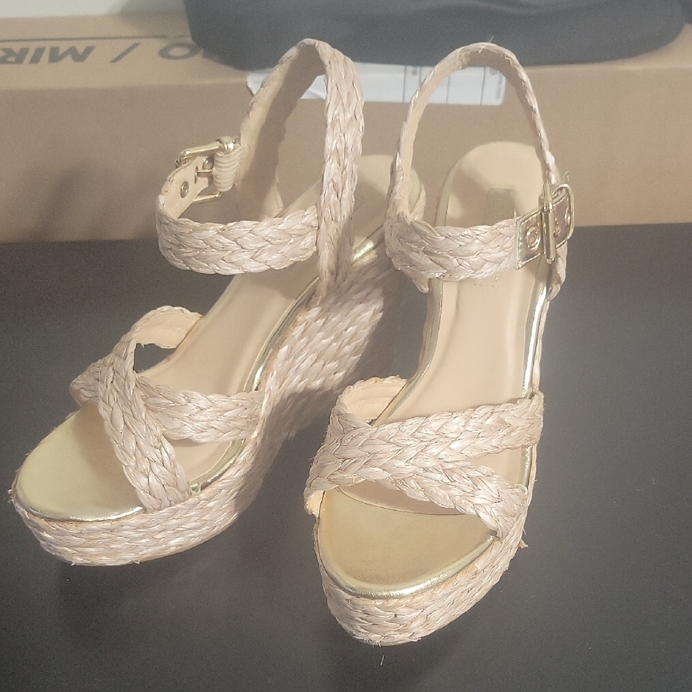 Women's Braided Wedge Sandals - Cream